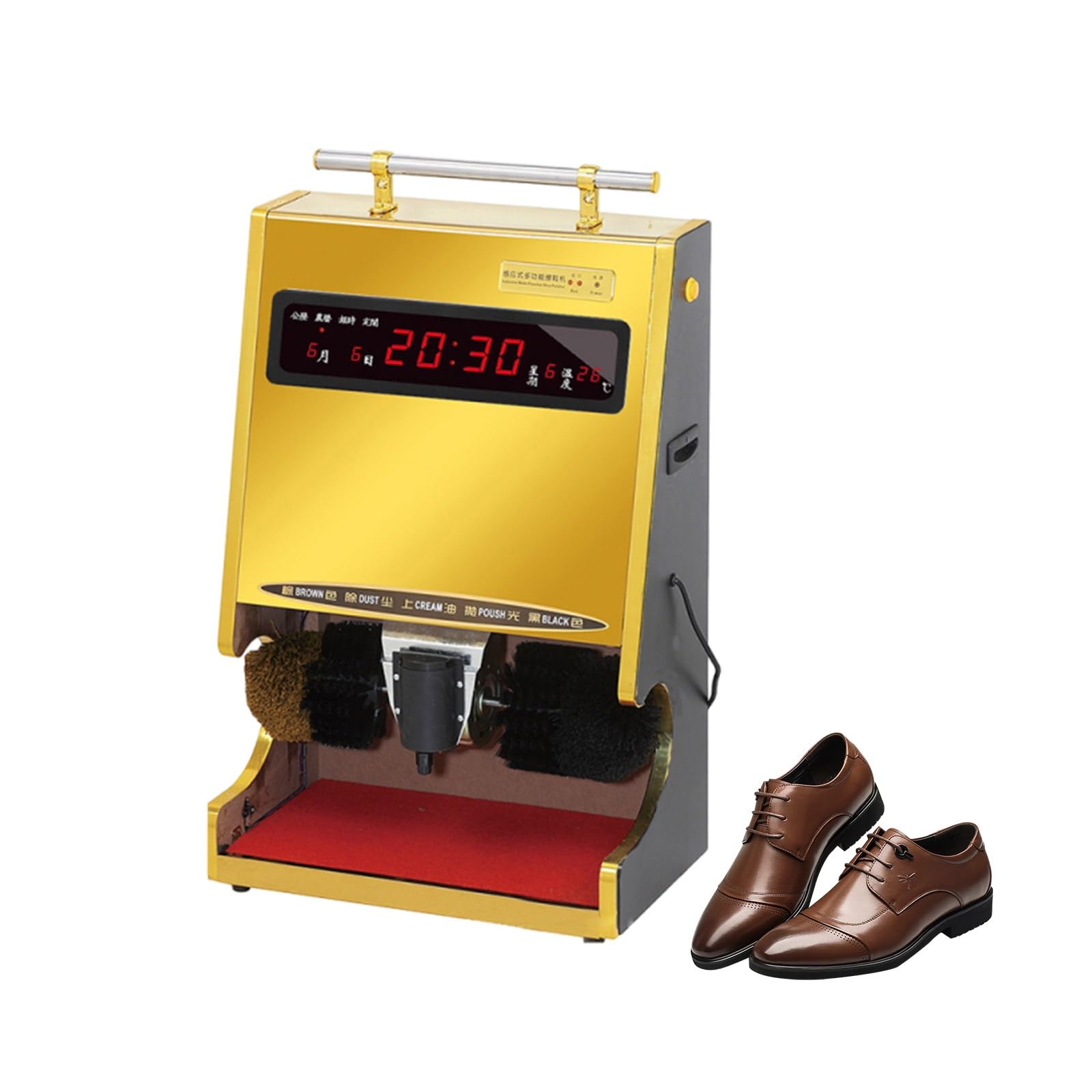Cireuse à Chaussures Entièrement Automatique Avec Double Brosse, Machine à Cirer électrique Avec Affichage De La Date Pour Chaussures,Usage Domestique Ou Hôtelier