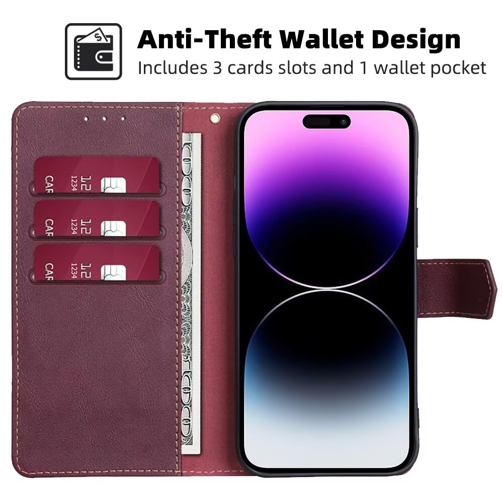 RankOne Etui na telefon Motorola Moto G55 5G (6,49" cala) etui na telefon komórkowy ze skóry - etui z zapięciem magnetycznym - etui ochronne - czerwone
