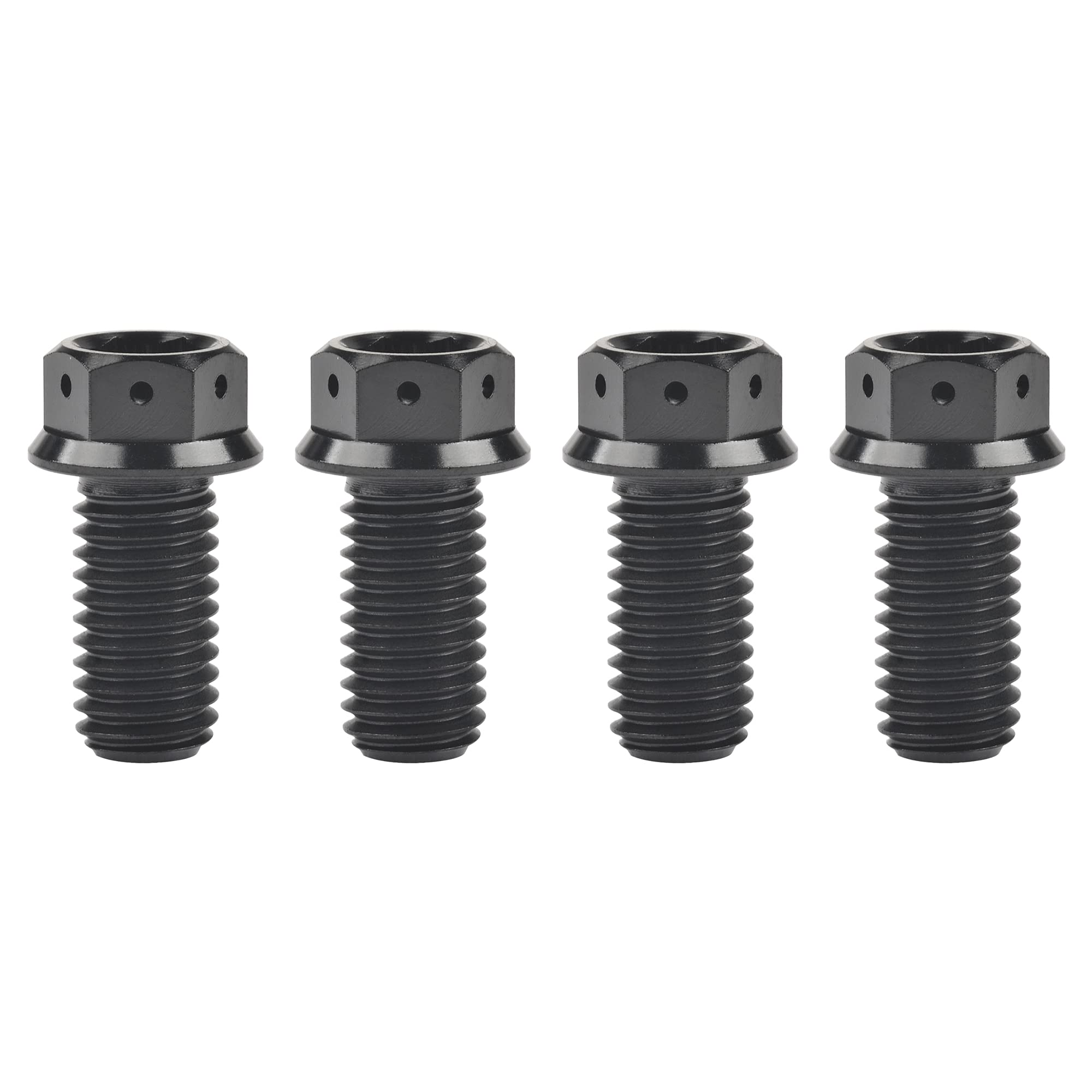 Wanyifa Titanium Flange Hex Head Bolt M10 20 25 30 35 40 45 50 55 60 65 70 75 80 85 90mm Screws Pack of 4 (M10x20mm Pitch 1.25mm, Black)