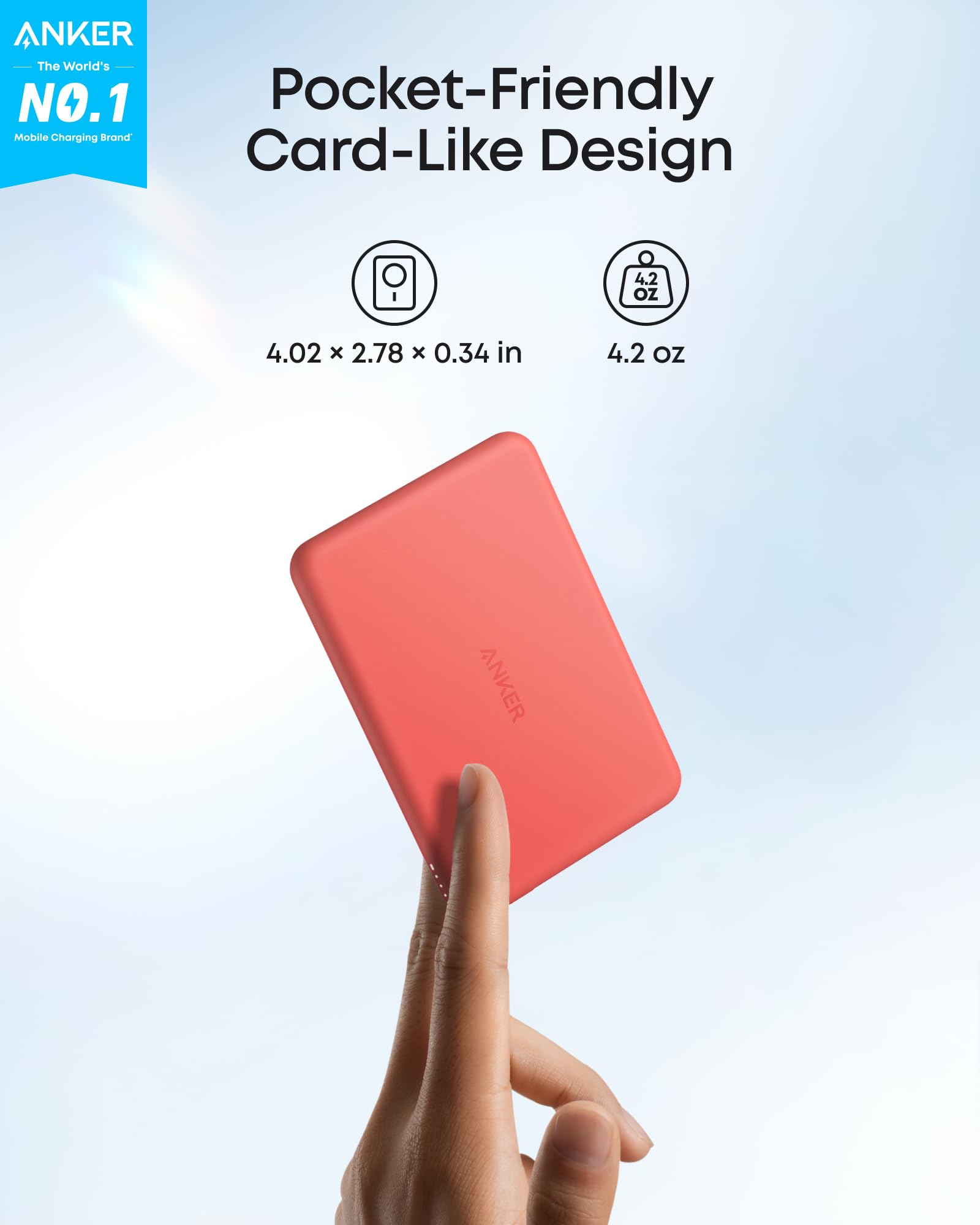 Anker MagGo Power Bank, Ultra-Slim 5,000mAh Magnetic Battery Pack, Qi2 Certified 15W Max Ultra-Fast MagSafe-Compatible Portable Charger, Ergonomic Design, for iPhone Air / 17/16 Series — view 2