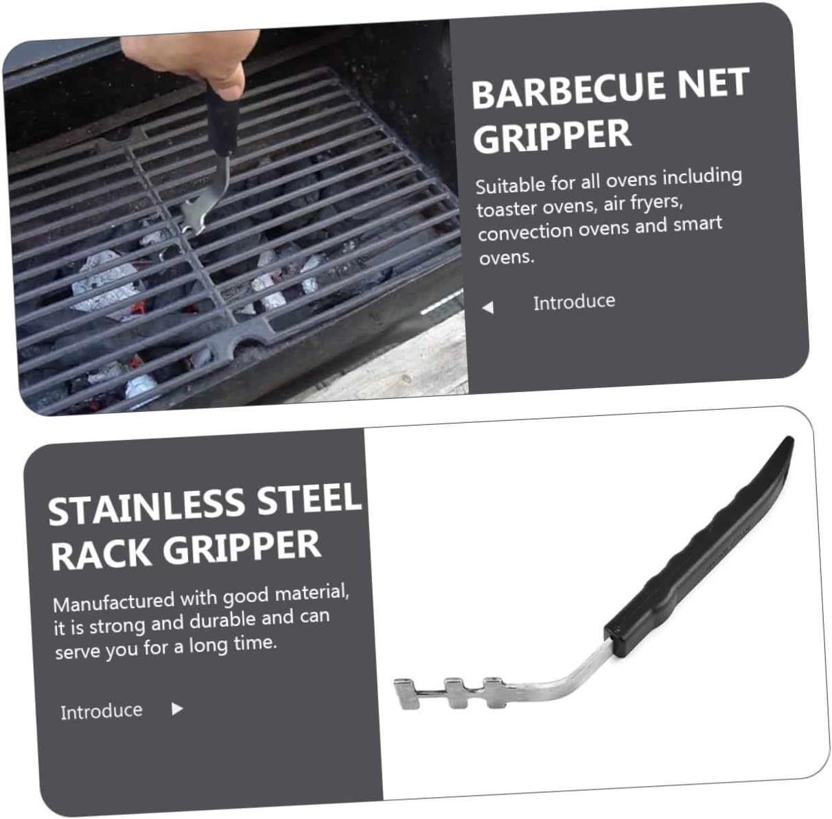 Luxshiny 2pcs Stainless Steel Grill Grate Lifter for Outdoor Cooking Safety
