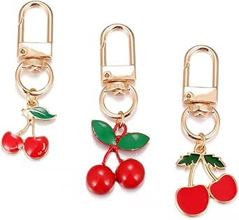 Dupe Amazon Cute Rhinestone Cherry Keychain Decorative Key