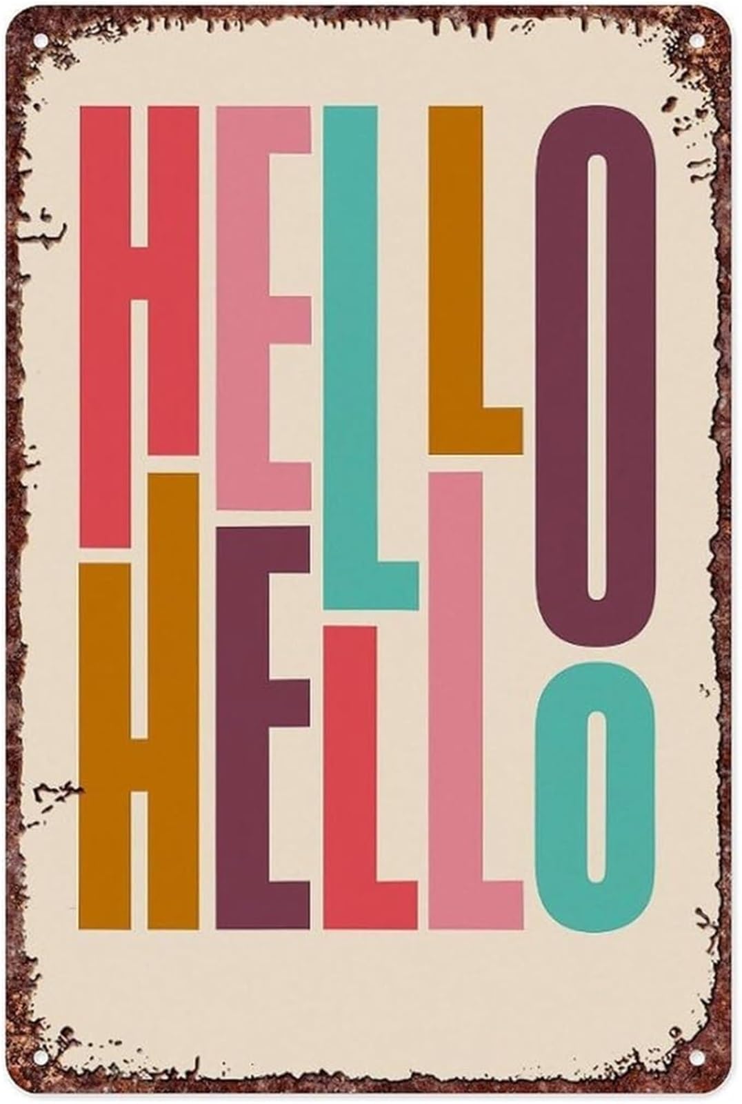 IDGTTLDF Vintage Hello Funny Saying Metal Sign for Bar Wall Decor 8 X 12 in