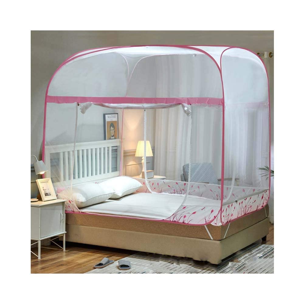 GJMSSMY Foldable Pop Up Mosquito Net Bed Canopy Portable Travel for Single/Double Bed Camping Tent Netting,1.8 * 2m,4