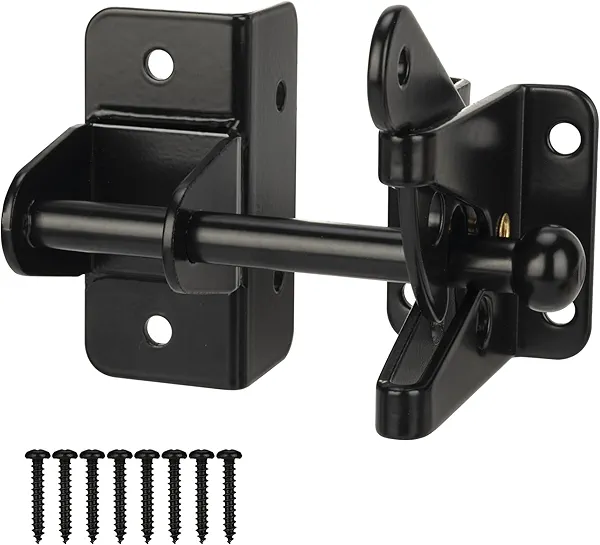 HILLMASTER Self Locking Gate Latch for Wooden Fence,Heavy Duty Gravity Fence Latch Privacy Door Latch for Wood Gate,Metal Gates,Vinyl Fence,Gate Hardware Gate Door Lock for Outdoor Pool,Black Finish