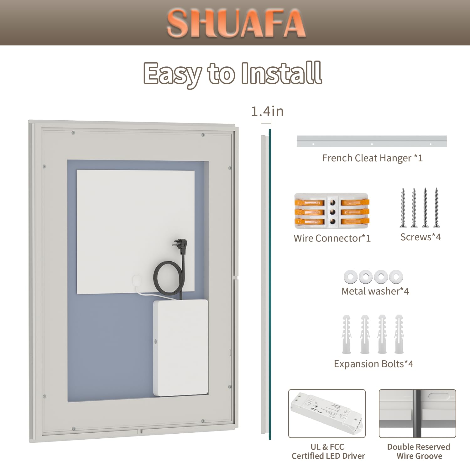Espejo LED para baño, retroiluminado de 28 x 36 pulgadas + espejo de cambiador de baño con luces para pared, doble tira de luz, 3 colori, a prueba de roturas, antivaho y memoria de brillo