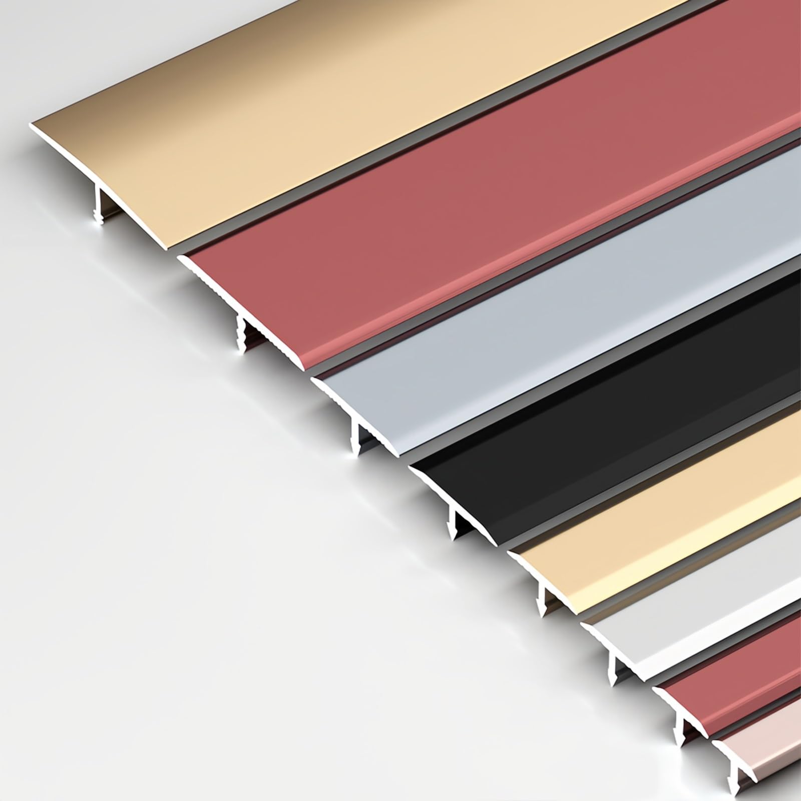 CMJYMX 3 * 90cm Floor Transition Strip For Decorations Of Doors, Aluminum T Molding Trim Flat Divider Strip For Joining Floor Gaps Doorways Carpet Cover(Gold,0.6cm/0.23in)