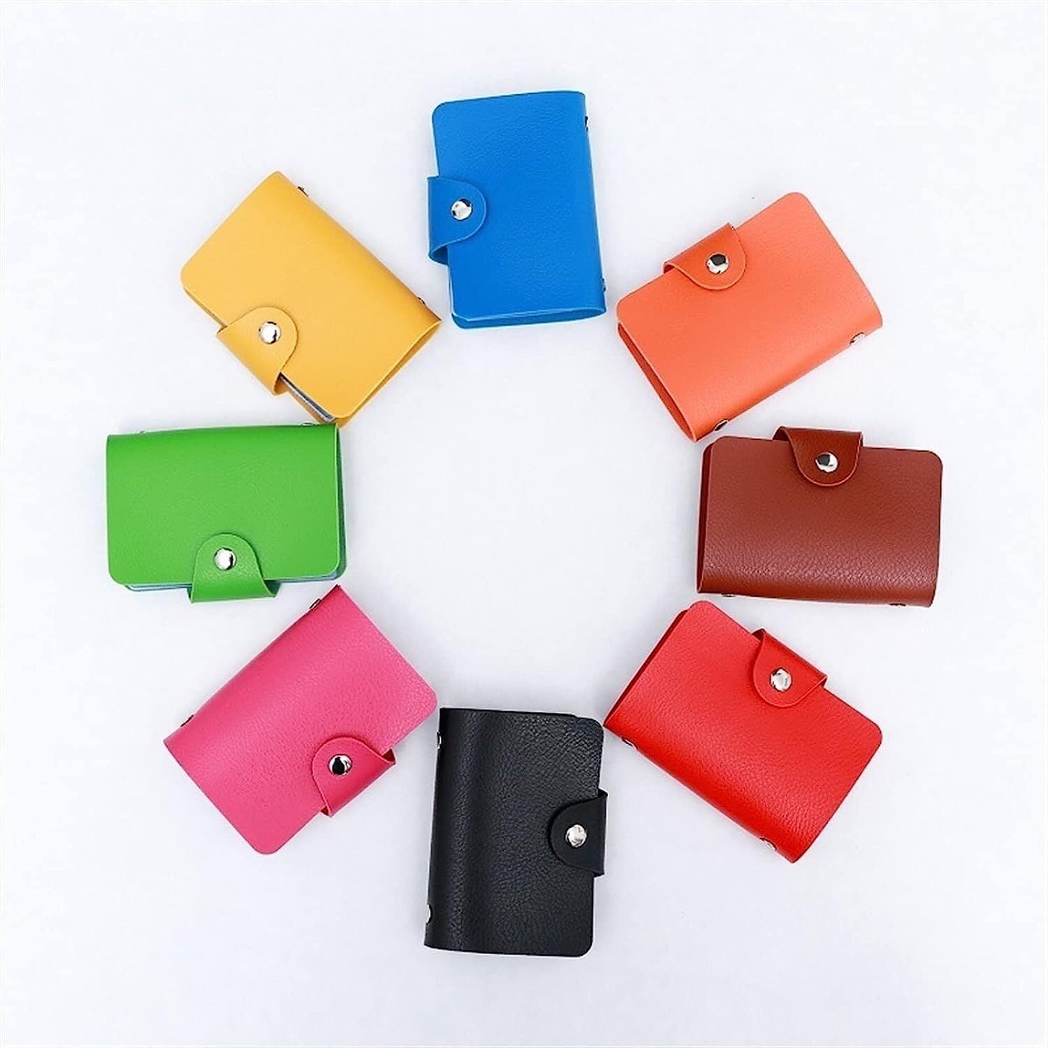 Skórzane etui na karty z 24 przegródkami na wizytówki, etui na karty dla mężczyzn i kobiet, etui na dowód osobisty, organizer na karty kredytowe, portfel na paszport (czerwony)