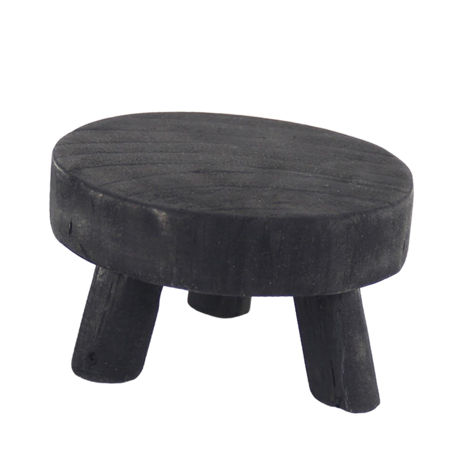 QIXCXAZ Wooden Flower Pot Holder Base Plant Display Stand Unique Rustic Style Enhancing Indoor Ambiance Effortlessly Complementing Home Decor Style. Wooden , Black , S