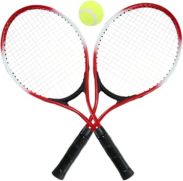 2Pcs Kids Tennis Rackets, Alloy Junior Tennis Racquet Set with 2.4in Ball and Cover Bag, for Beginners and Children Training