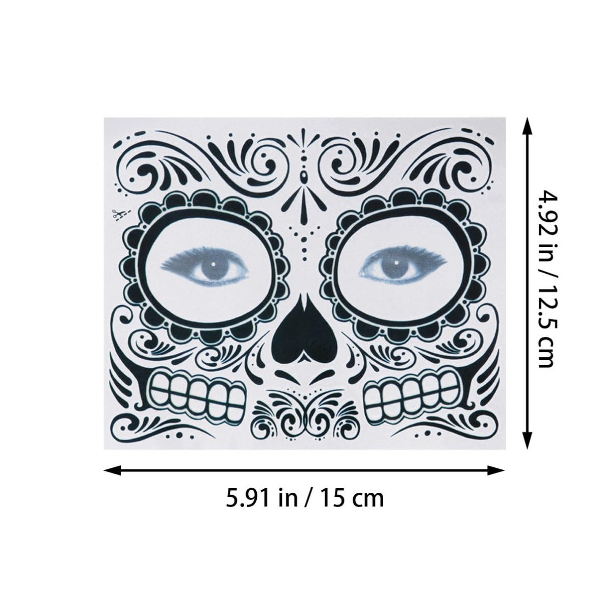 Vaguelly 2 Tatuajes Temporales y Día Muertos Seguros y Fáciles de Aplicar Impermeables de Esqueleto en Papel para Halloween en Fiestas