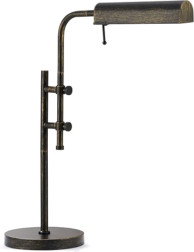 VONLUCE Lámpara de escritorio rústica, lámpara de mesa de metal ajustable de estilo industrial, lámpara de lectura regulable para sala de estar,
