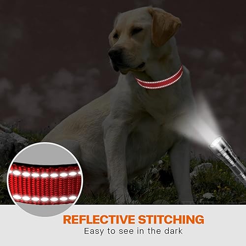 Miniatura 5 de Taglory Collar reflectante para perro con hebilla de bloqueo de seguridad, collares ajustables de nailon para mascotas para perros extragrandes,