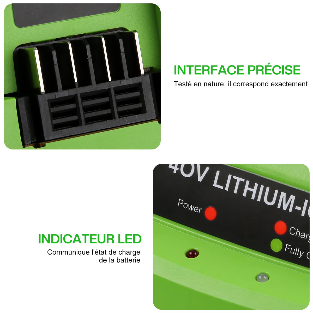 Chargeur 40V Greenworks G40C Compatible Série 40V