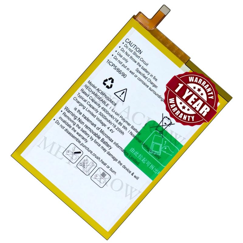 Image of Original ACBPN50M08 Battery Compatible with Micromax in 2b (E7544) | in 2c (E6533) - (5000mAh) - 1 Year Warranty BC46
