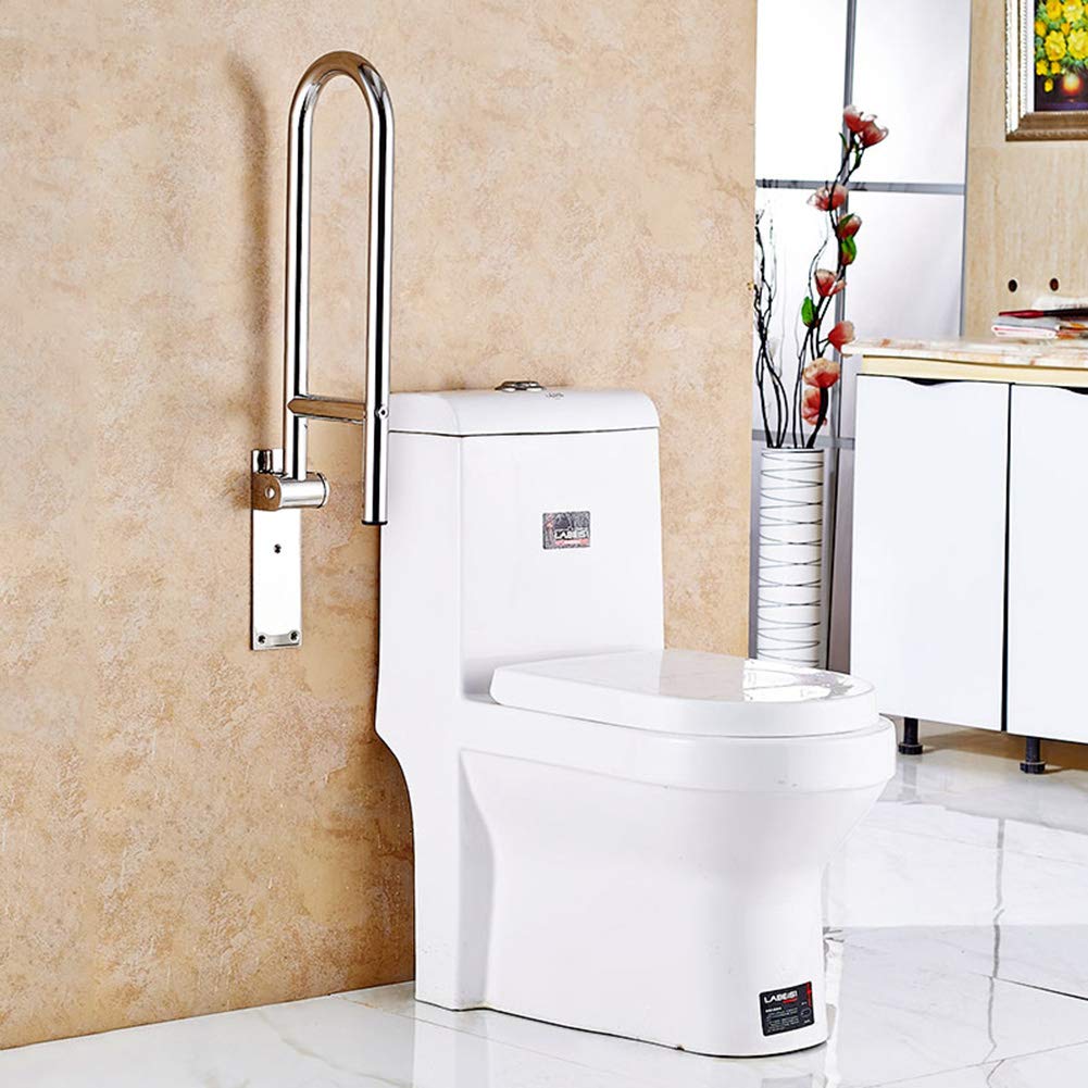 Asa de seguridad para baño abatible y atornillada, barra de apoyo de seguridad para minusvalidos, barra de agarre para inodoro, Mango ducha en forma de U para discapacitados (60 cm)