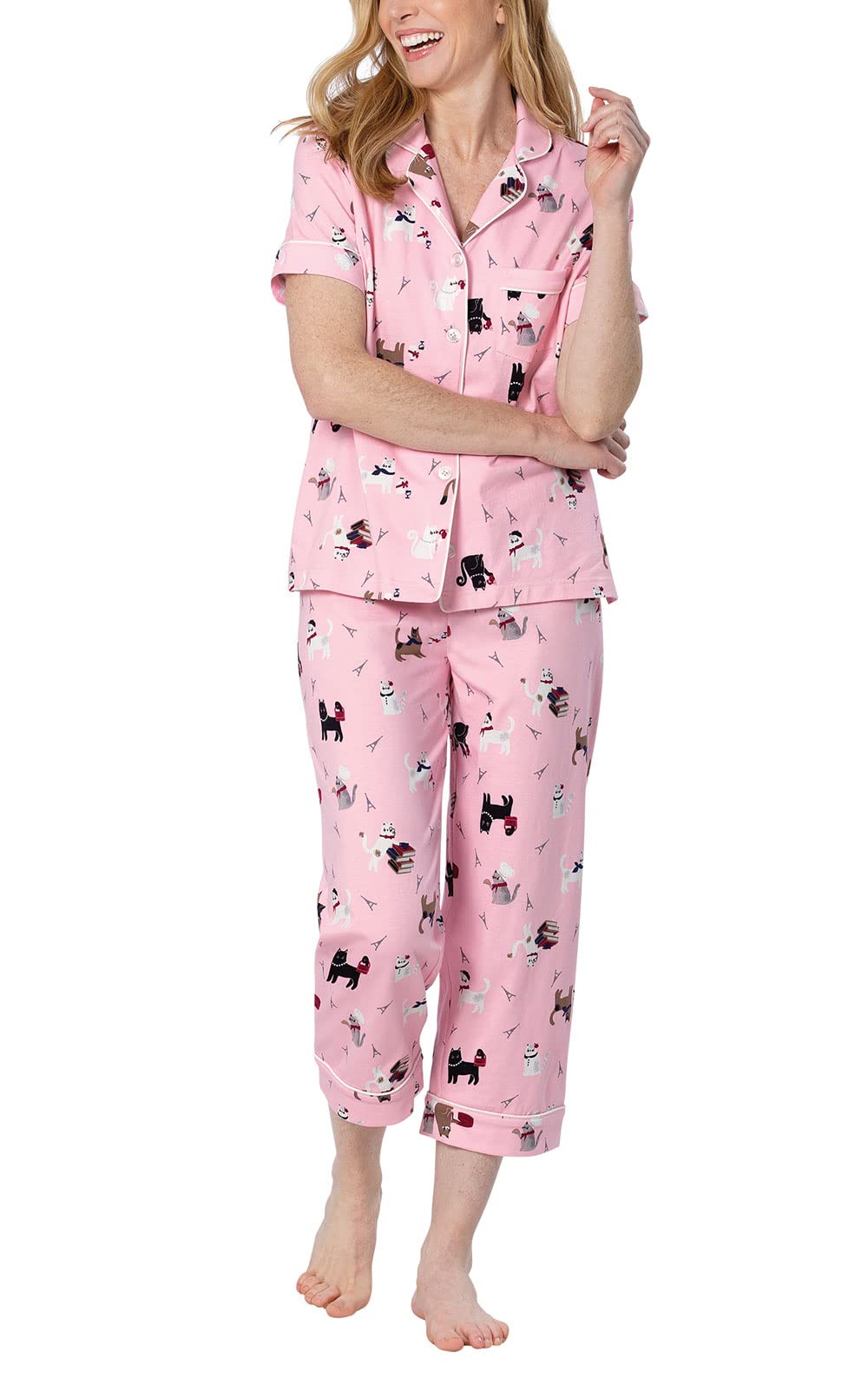 PajamaGram Cotton Pajamas For Women - Capri Pajamas For Women Set, 100% Cotton