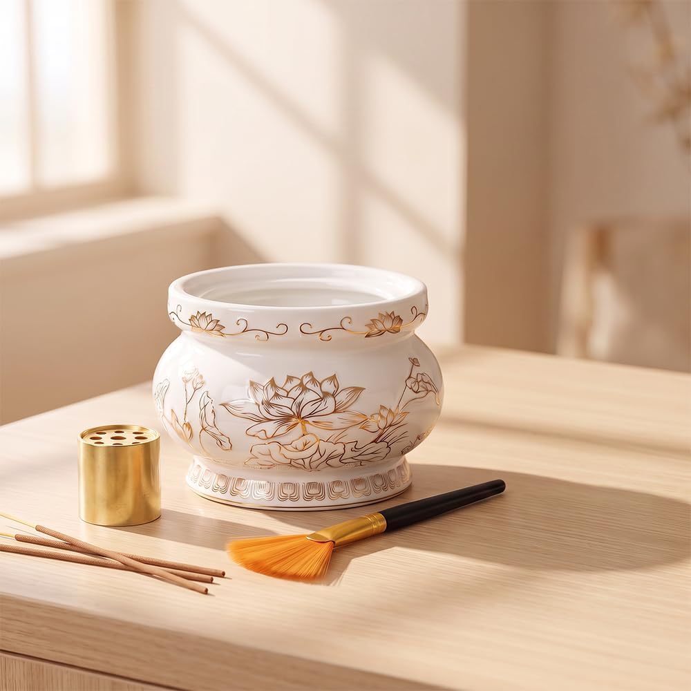 4Inch Ceramic Incense Burner Bowl Chinese Buddhist Incense Bowl