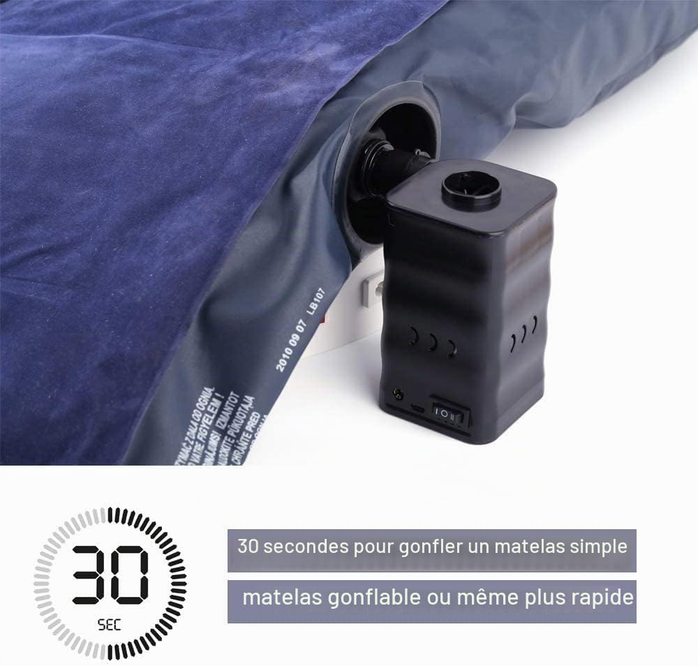 Woowind Pompe à air électrique pour gonflables, Pompe à Matelas pneumatique sans Fil 12V pour flotteurs de Piscine, Anneaux de Natation, alimenté par Batterie avec Adaptateur de Voiture-Noir
