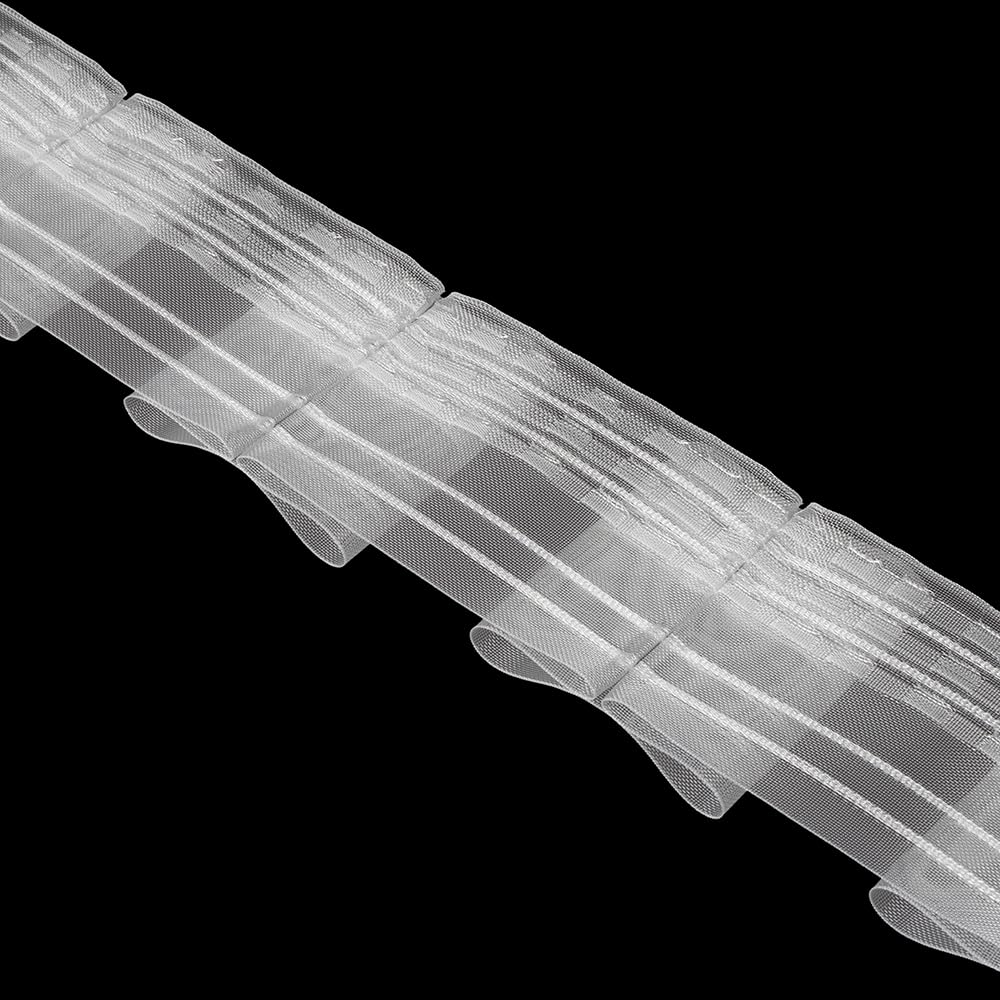 Oz-Is Dar Tekstil Gardinenband 50 Meter Flachfalten 80 mm 1:2.5 100% Polyester Transparent Faltenband zum Annähen für Vorhänge und Gardinen 4357MP
