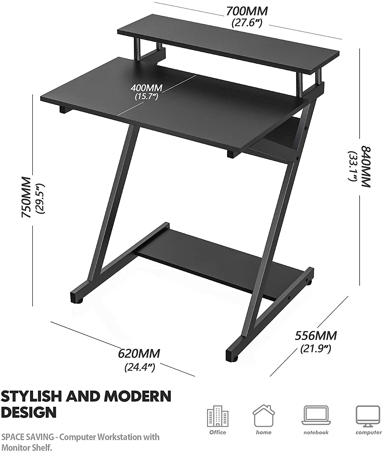 Showay Computer Desk, Computer Workstation for Small Spaces with