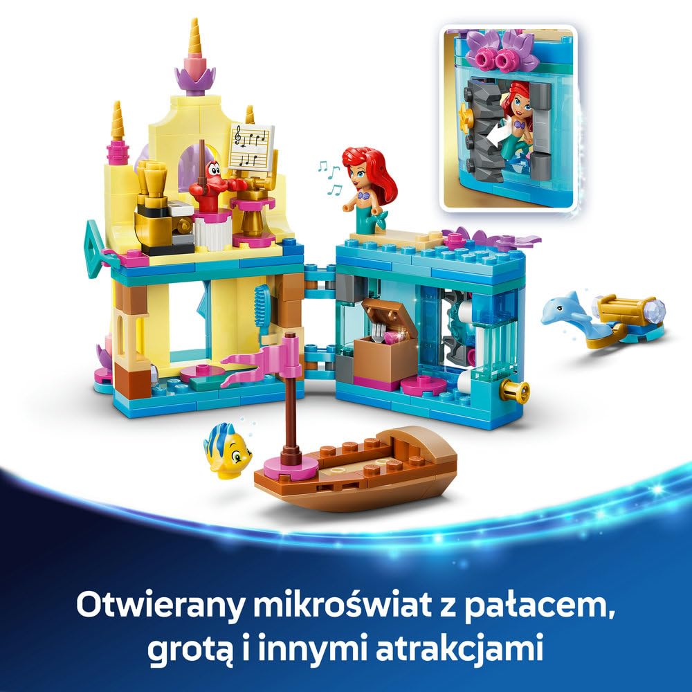 LEGO ǀ Disney Princess Magiczny minipałac Arielki, zabawka dla dziewczynek i chłopców w wieku od 5 lat, trzy postacie z filmu Mała Syrenka, mała zabawka i pomysł na prezent dla dzieci 43285