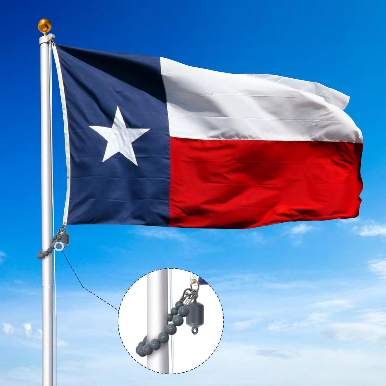 JRED Flagpole Retainer Ring 3 lb Counterweight Set, Gray Double Eye Bolt Flag Weights for Bottom of Flags Outsidem, Poles Accessories for 3 Inch Diameter Pole, with 2 Carabiner