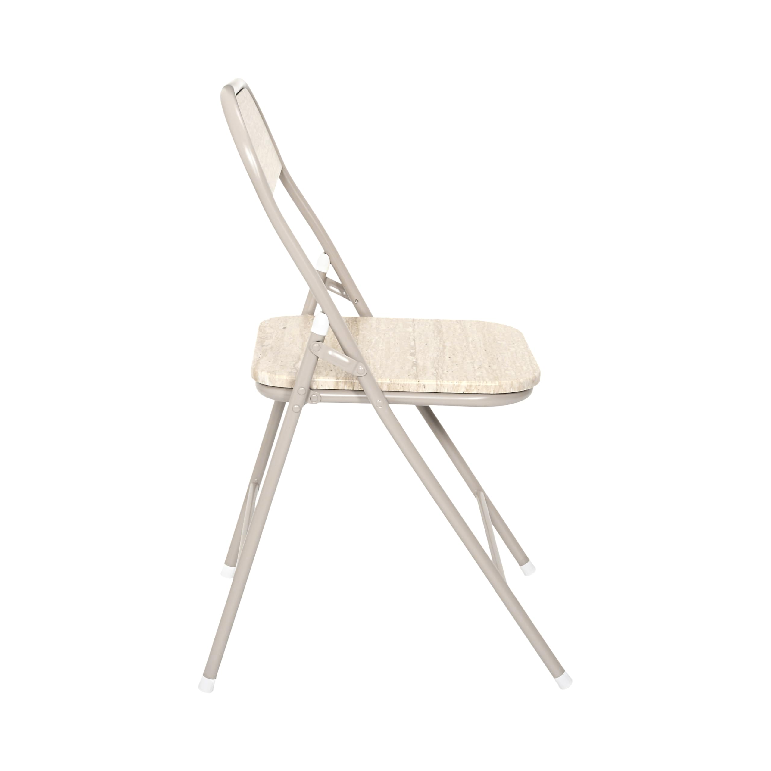 HOME DECO FACTORY - HD7753 - Chaise Pliante Terra Nova - Structure en Métal Clair - Assise et Dossier en Bois - Design Moderne et Compact - Idéale pour Salon - Salle à Manger ou Bureau - Beige