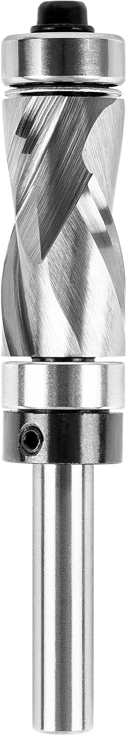 SpeTool Router Lift for 2.56”-4.21” Diameter Routers & Carbide Compression Flush Trim Router Bit 1/4 Shank with Top & Bottom Bearing, 1/2 Inch Cutting Dia