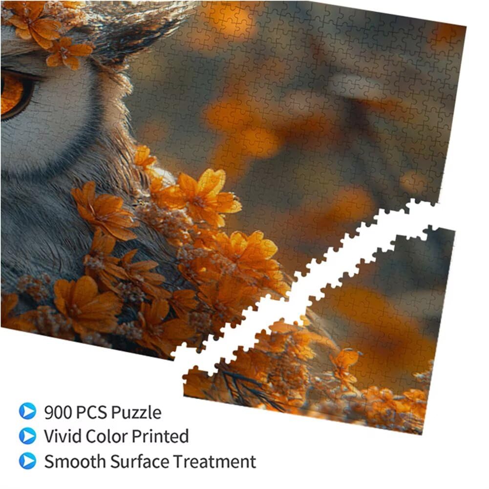 Puzzle Hibou 900 Pieces Animal Puzzle Adultes 87 x 34 cm DIY Difficile Classiques Jigsaw Panoramique, Adulte Jeu éducatif, 2025 Bois Jigsaw Art Impossible Famille Challenge, Cadeau pour Femme C-3