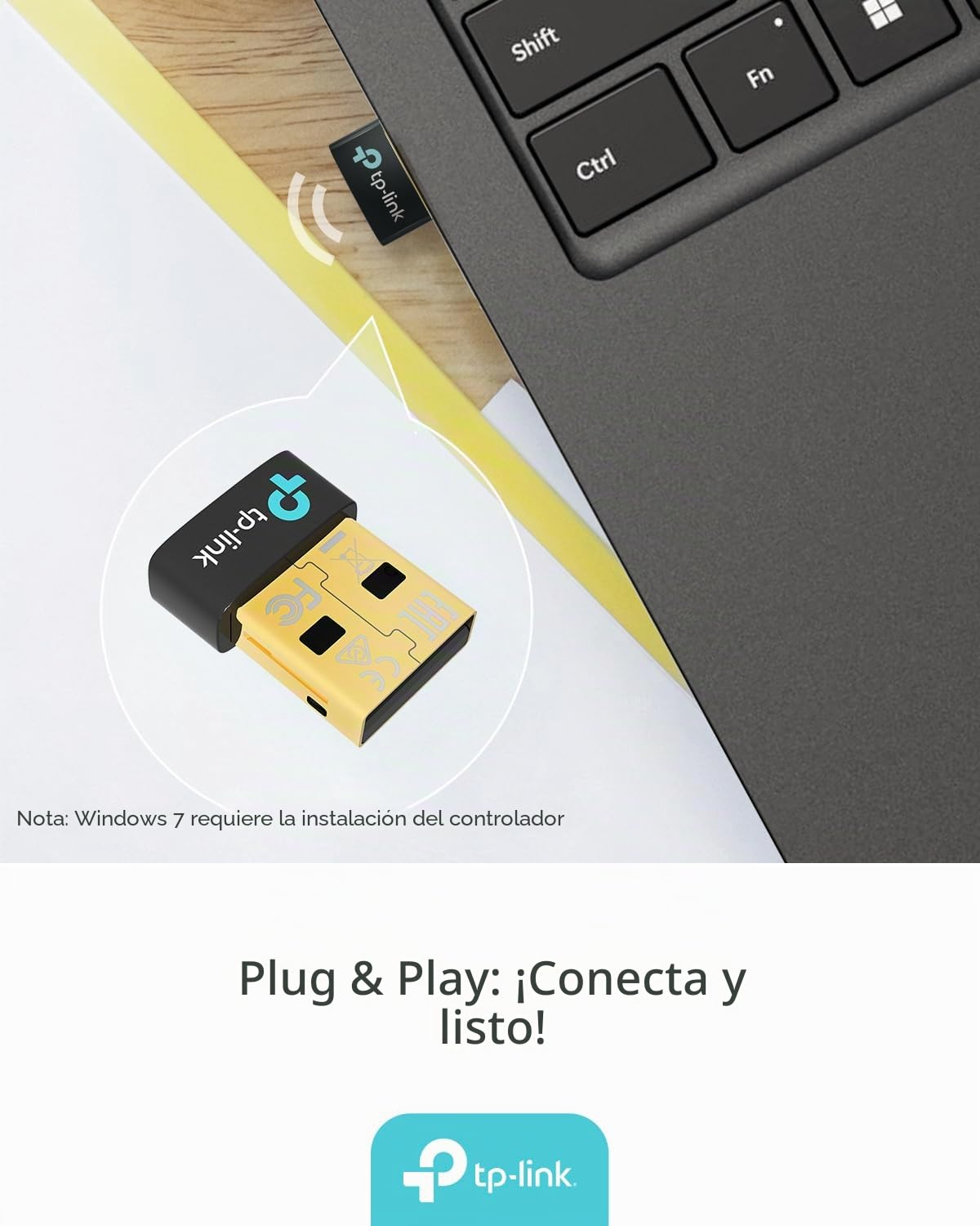 TP-Link UB600 - Adaptador Bluetooth 6.0 para PC, USB Bluetooth Stick para ratón/Teclado/Auriculares/teléfono Celular/Controlador, Plug & Play, Solo para Windows 11/10/8.1/7