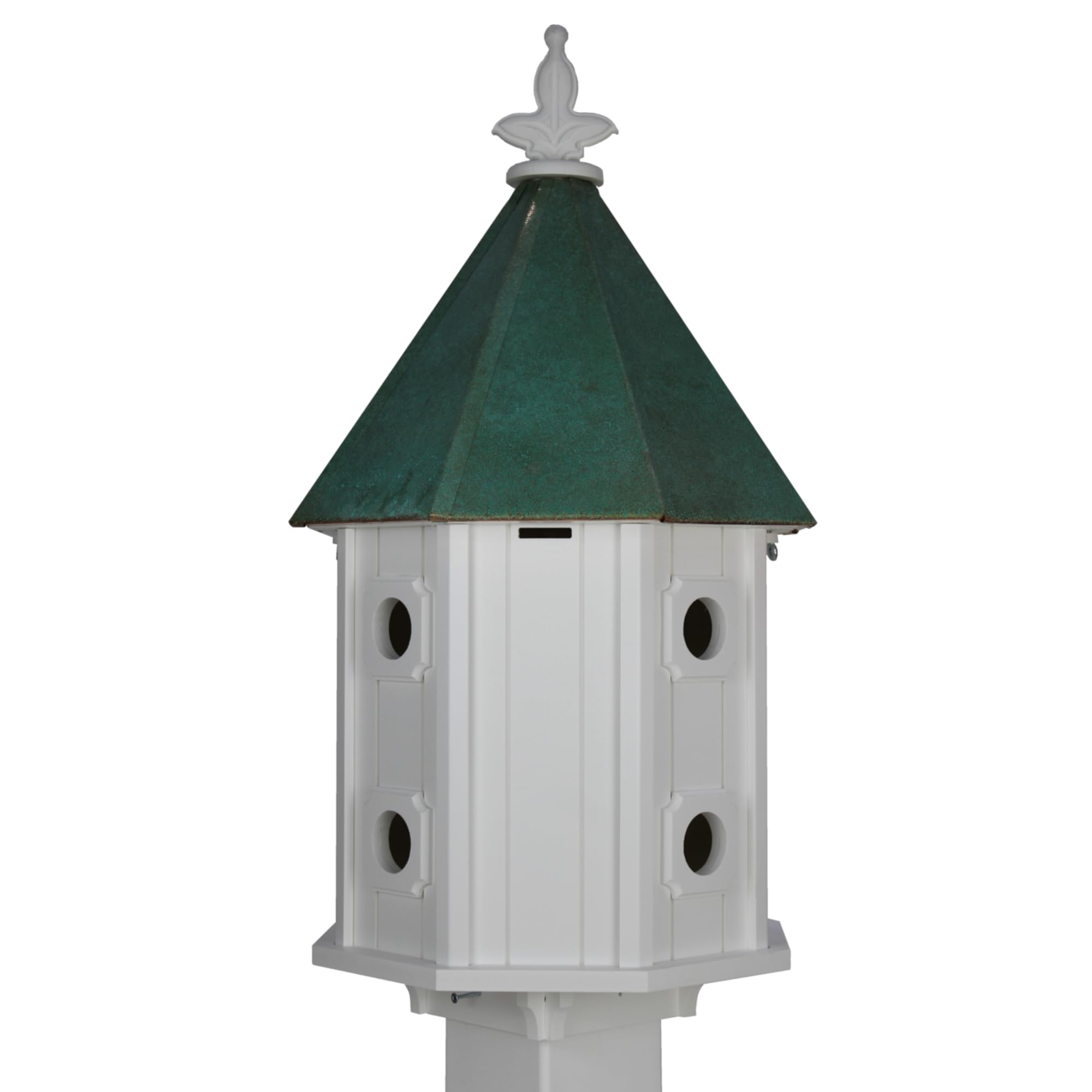 Two-Story Birdhouse Verdigris Patina Copper Roof Made in The USA (H14V) (4" x 4" Mount)