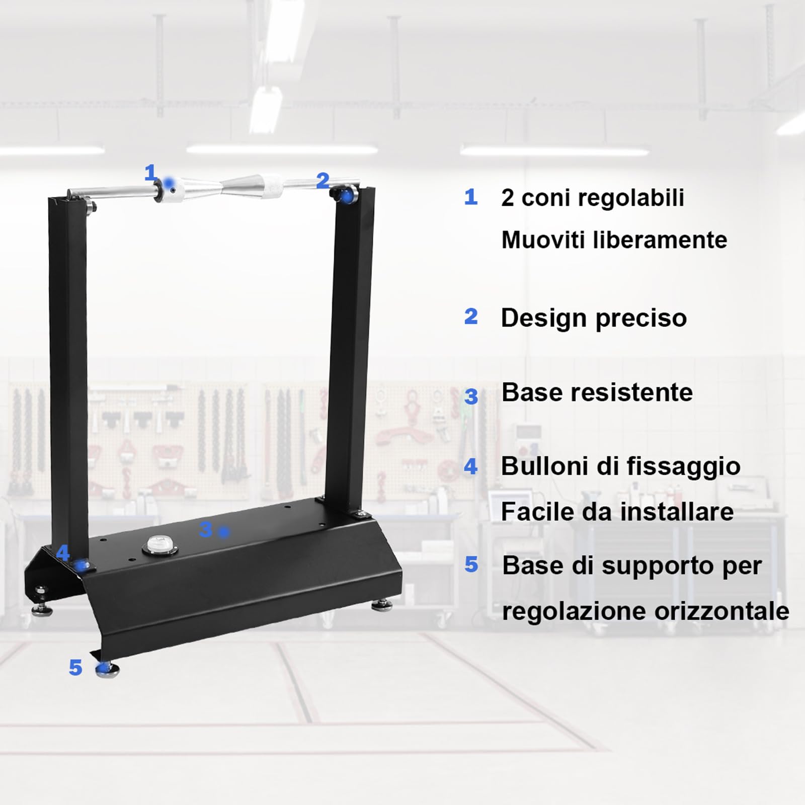 COSTWAY Equilibratrice per Ruote di Bici e Moto, Equilibratrice Statica con Base e Coni Regolabili, Equilibratrice Portatile per Bilanciare Pneumatici di Moto e Bici