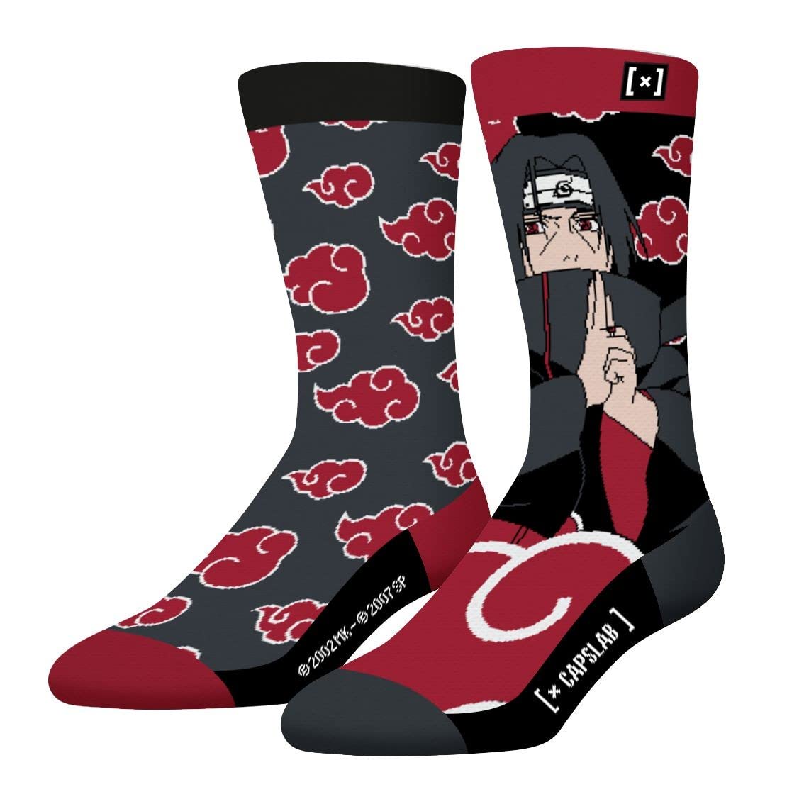 Capslab Naruto Socks Itachi Uchiha - Officially licensed anime socks - Comfortable cotton socks with Itachi & Akatsuki clouds - - 39-42