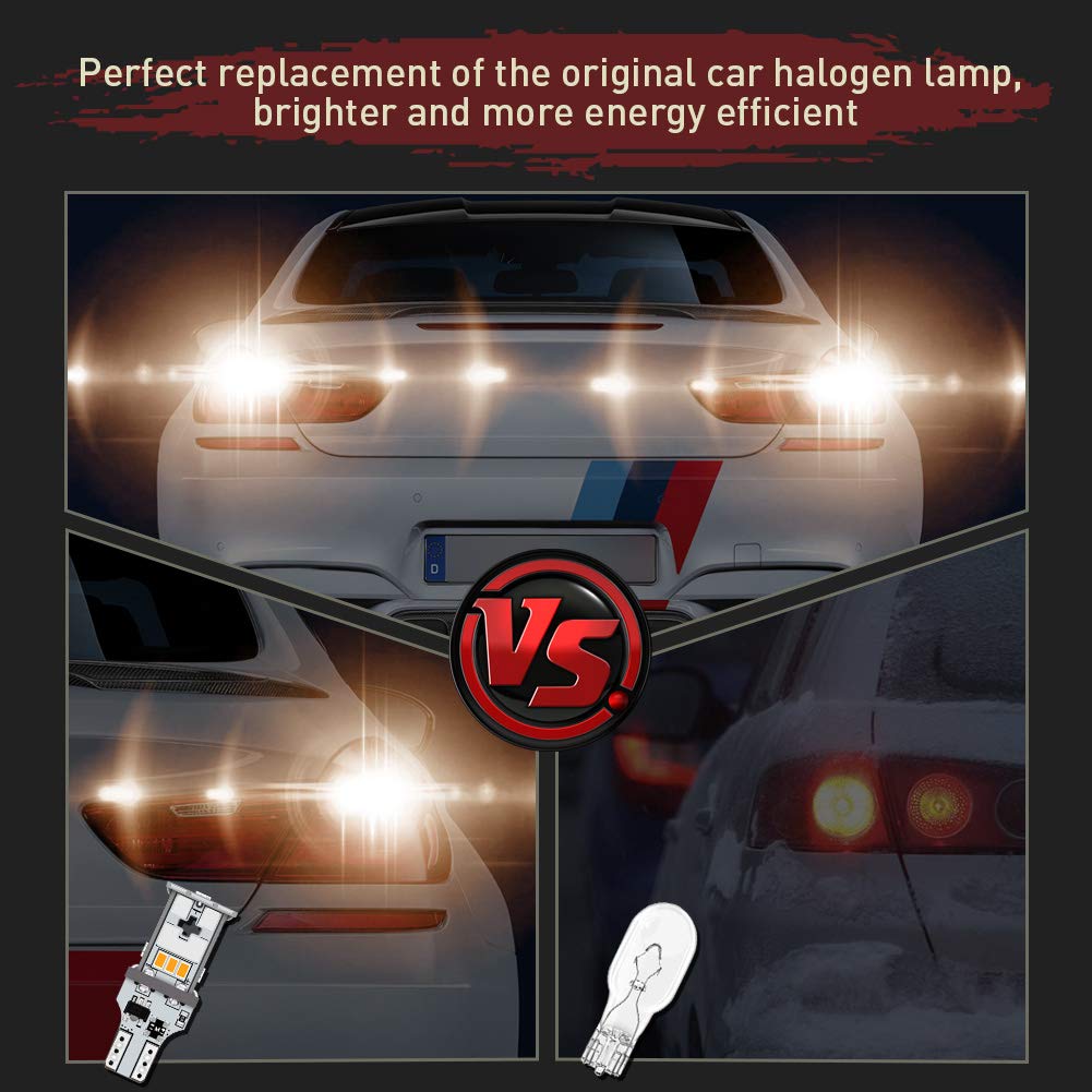 T15 W16W Lampadine LED Halogen Yellow 4300K 1800LM 10 pezzi 3020SMD Chipset CanBus Senza Errori per Luce Freno Auto Luce di Retromarcia Luce Parcheggio Lampadine per Esterni Auto - (10 Pezzi)