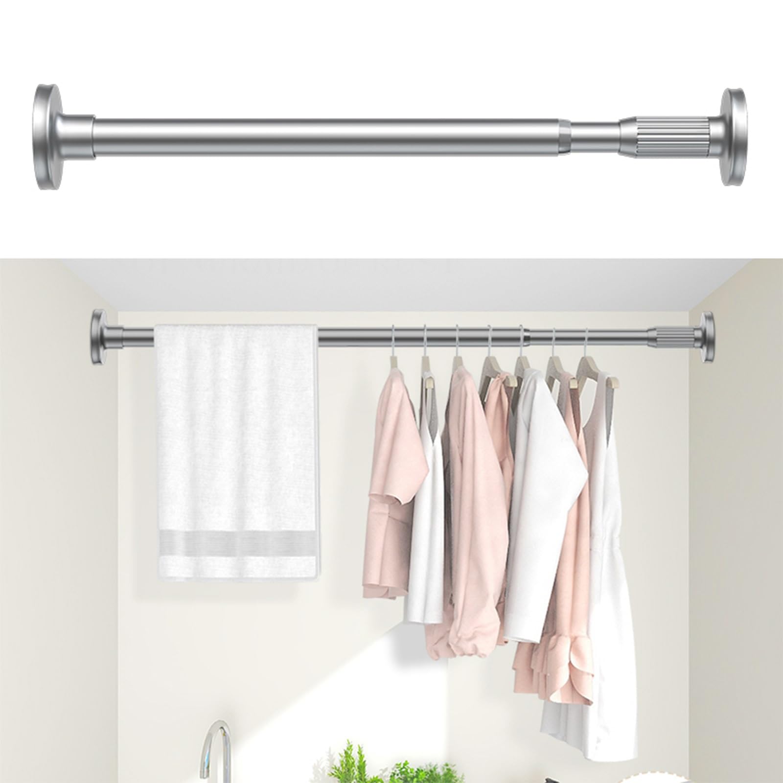 Asta per doccia in acciaio inless adjuble, 35-250 cm, senza trapano, espandibile per bagno, cucina, armadio e armadio, facile da inserire, arrugginire e slish