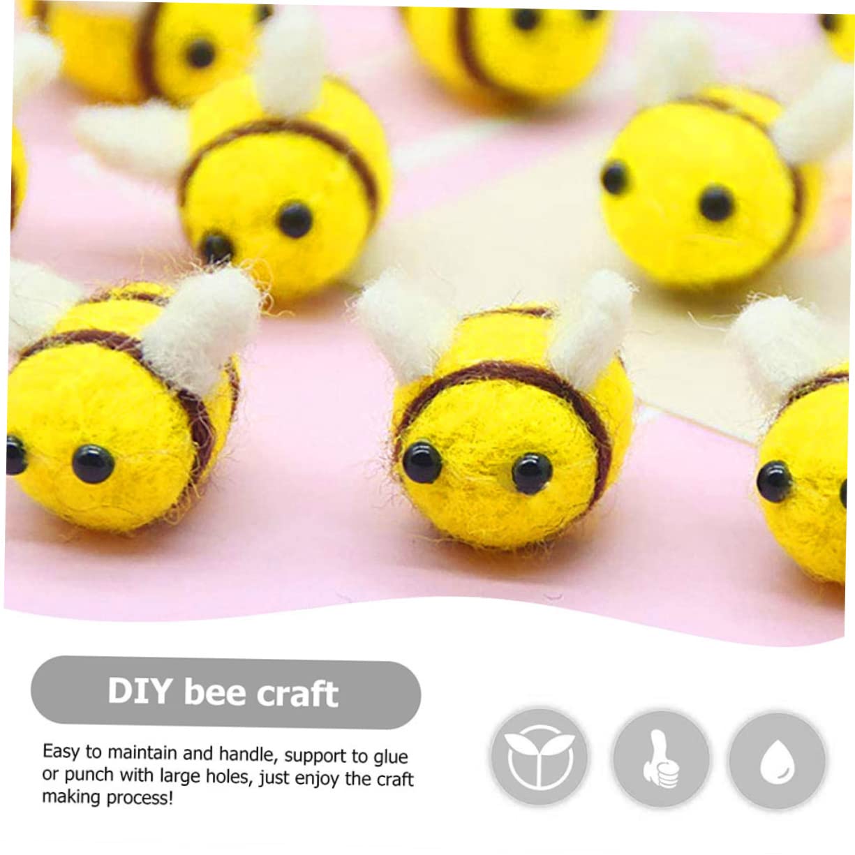 36 Pièces Déco Abeilles En Feutre + Fleurs - Mini Abeilles Feutrine Pour Bricolage Et Décoration