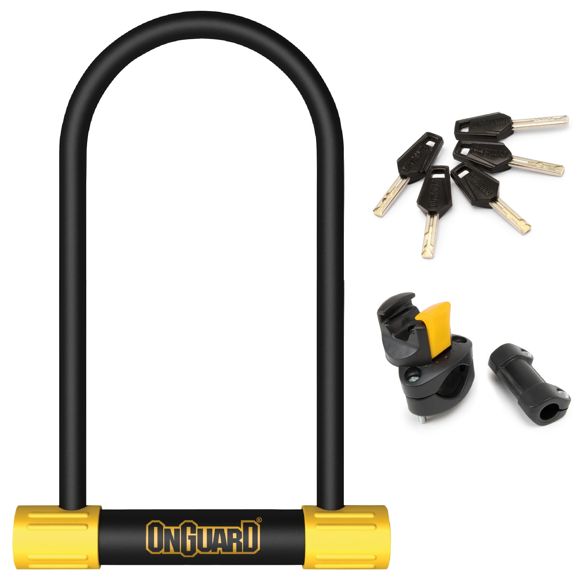 OnGuard Bulldog LS U-Lock 13 mm Hardened Steel Shackle 115 292 mm X2P Double Bolt Lock Z-Cylinder Core 5 Keys & Universal Mount Bracket for Bikes | bike-locks product thumbnail 2