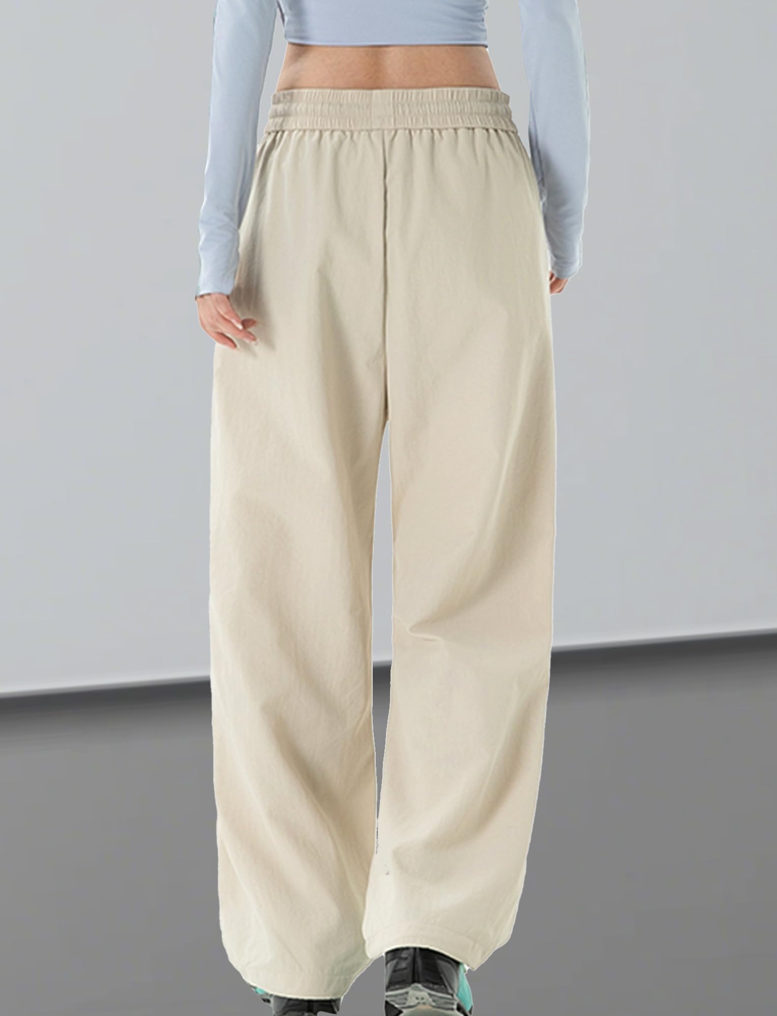 FEOYA Pantalon de Randonnée Femme Droit Pantalon Cargo avec zippée Poche Léger Respirant Jogging Trekking Imperméable Extérieur Beige XL