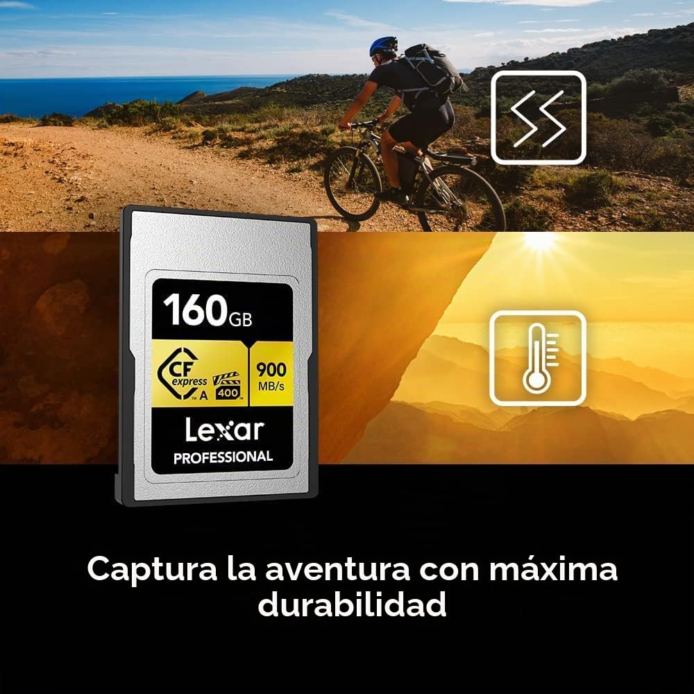 Lexar Tarjeta de Memoria Profesional CFexpress Tipo A Gold Series de 80 GB, hasta 900 MB/s de Lectura, Video 8K de Calidad cinematográfica, clasificada VPG 400 (LCAGOLD080G-RNENG)