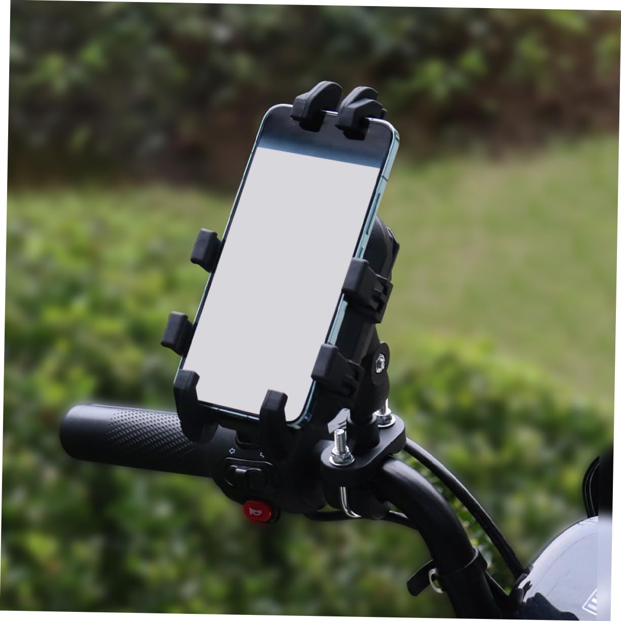 Supporto Telefono per Veicoli a Due Ruote e Bici Nero in Lega di Alluminio | Rotazione a 360 Gradi, Inclinazione Regolabile, Morsetto Sicuro Antiurto per Bici Elettriche