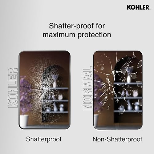 Vista 85 de Kohler Essential - Espejo de tocador ovalado enmarcado de 20 pulgadas de ancho x 40 pulgadas de alto en oro cepillado moderno Moderno dorado