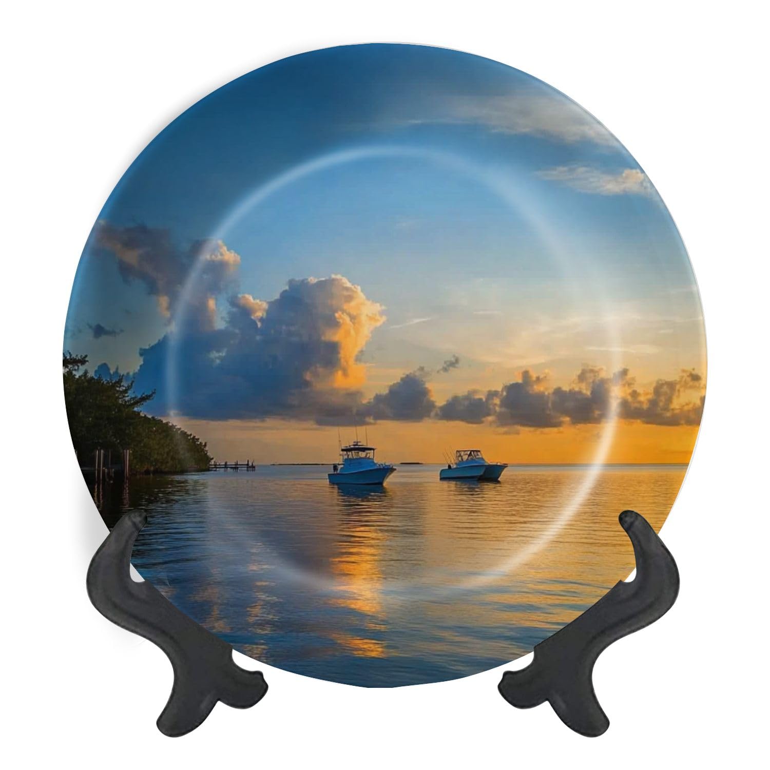 Decorative Plates for Display Florida Keys scene Isla Morada Gift Plates Ceramic Collections Plates Hanging Artwork for Living Dining Room Kitchen Souvenir
