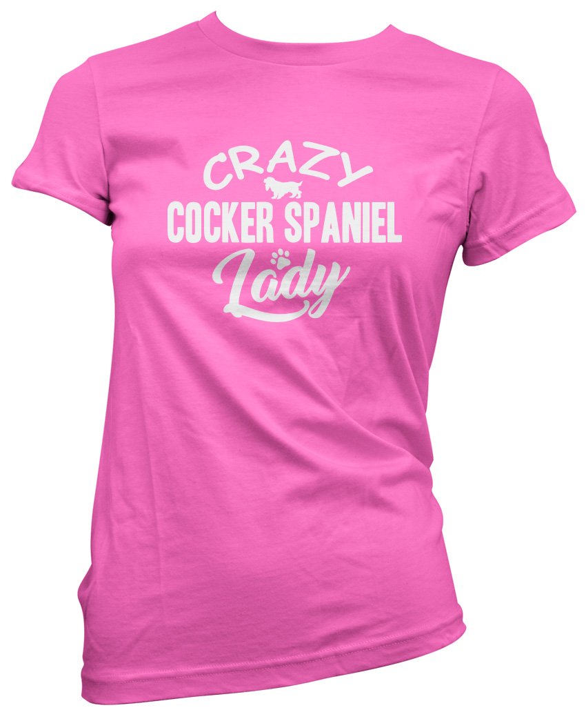 Hotscamp Women's Pink Crazy Cocker Spaniel Lady T-Shirt - 14