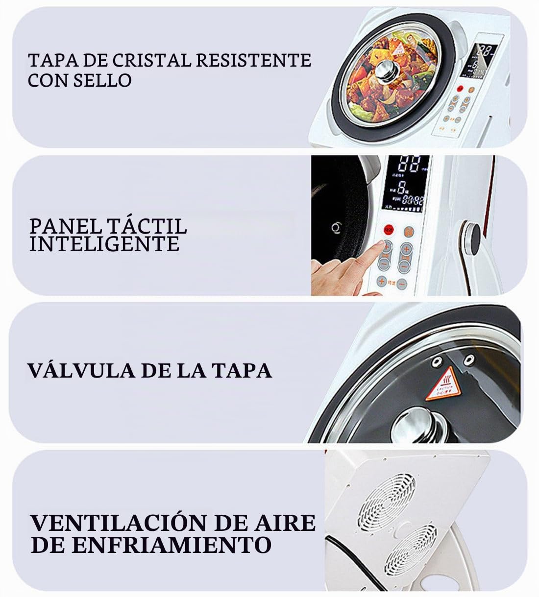 Robot de Cocina Multifuncion 6L,Temperatura 50-240°C,Inclinación 0°-135° para Servir,15-30 RPM,2500W Chef Automático con Inducción para Fritura/Estofado/Salteado,Cocina sin Esfuerzo
