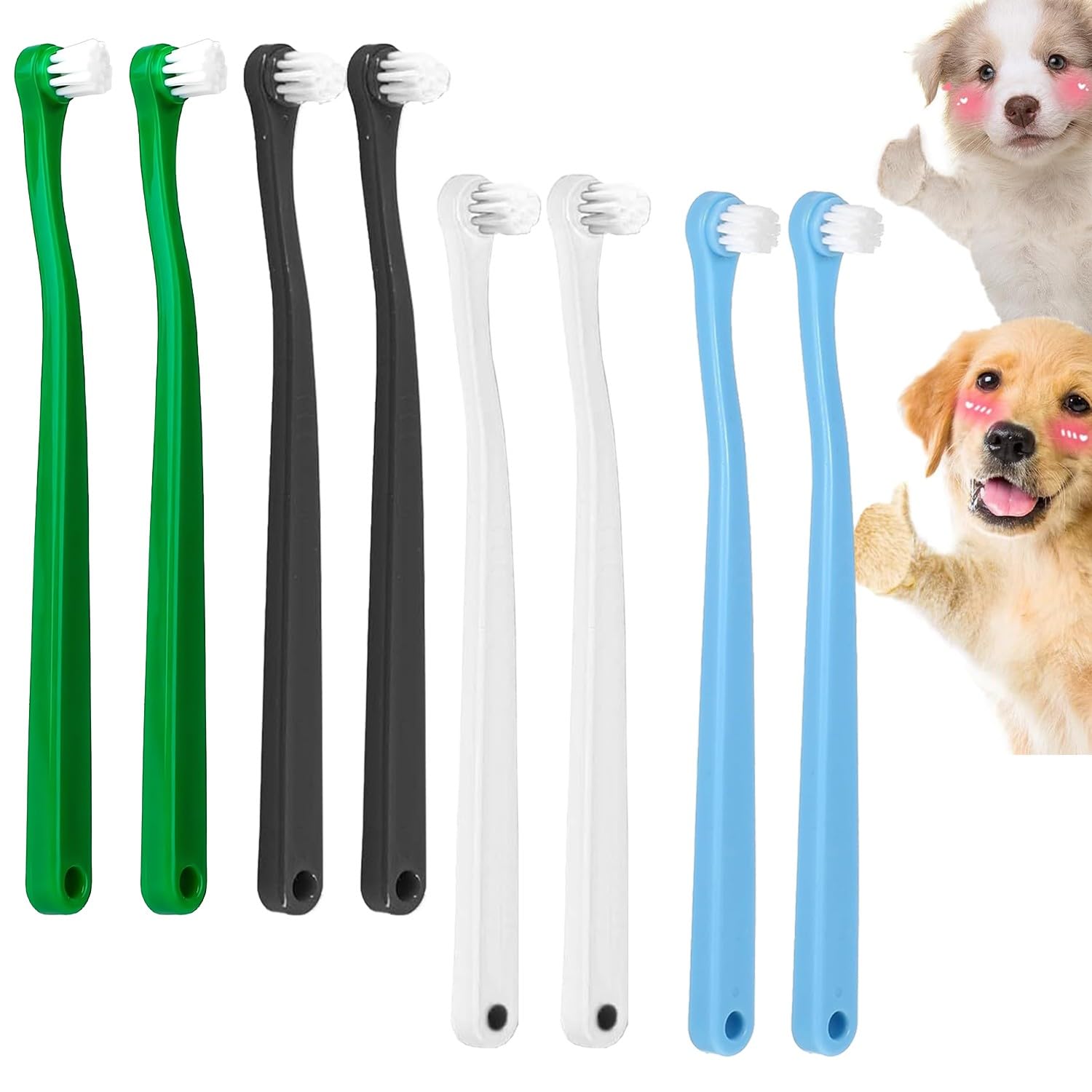 Denipry 8 Pcs Small Dog & Cat Toothbrush Pet Dental Care Toothbrushes for Dogs and Cats Tooth Cleaner Care Oral Hygiene Tooth Brush for Sensitive Pet Teeth Gums