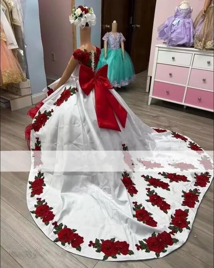 Floral Flowers Embroidered Appliques Girls Quinceanera Dresses Mint Charro Pageant Dress Teens 20253