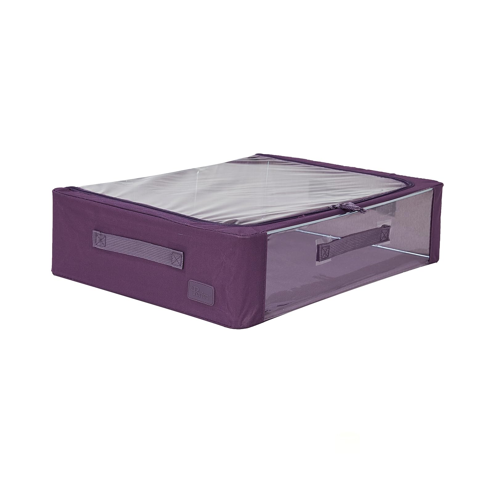 Periea Esme Folding Collapsible Stackable Fabric Underbed Home Storage Boxes with Steel Frames (Eggplant)