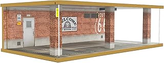 1/24 Scale Die-cast Car Garage Display Case with Clear Acrylic Cover and LED Lighting for 4 Parking Space (1:24-4 Parking Route 66)