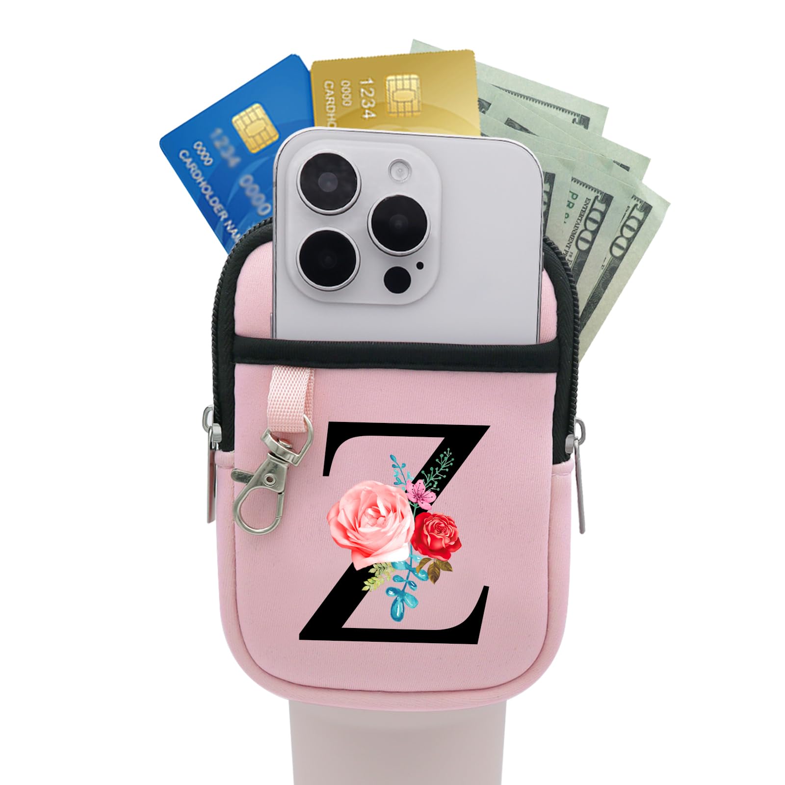 Initial A-Z Water Bottle Pouch for Stanley Cup Gym Tumbler Accessories, Compatible with Stanley Quencher Adventure IceFlow Yeti 40oz 30oz 20oz,